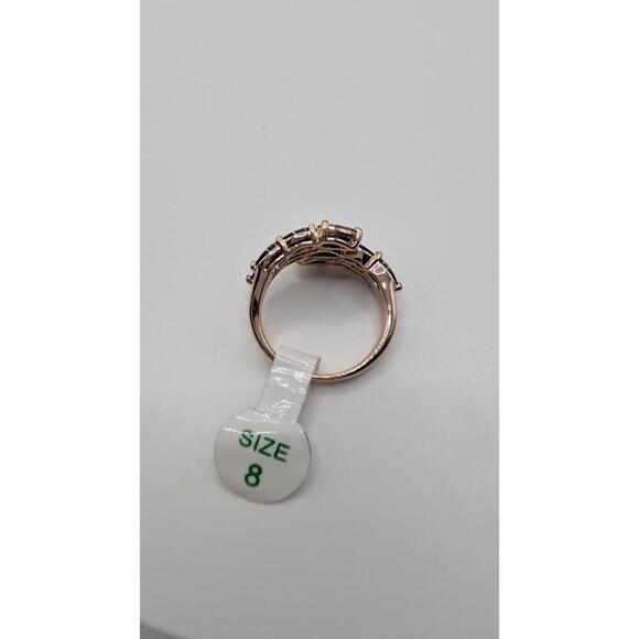 Elegant Rose Gold Ring with Black Gemstones Size 8 - Picture 6 of 9